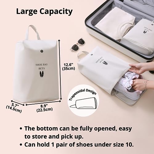 Waterproof Shoe Bags for Travel - Organizer with Zipper, Beige
