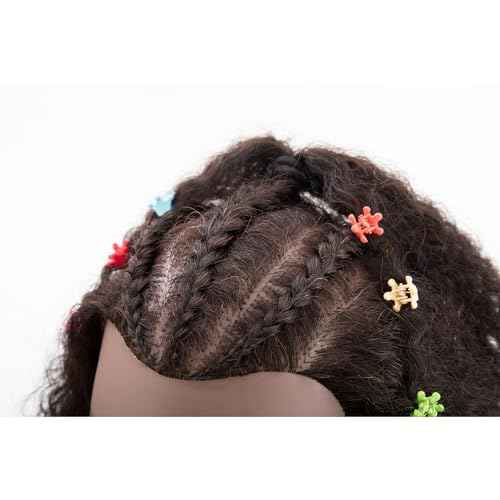 Stancia Black Mannequin Head 100% Human Hair, African American Hair Texture Styling Head, Hair Mannequin for Practice Cornrowing Braiding and Twisting (with Table Clamp)