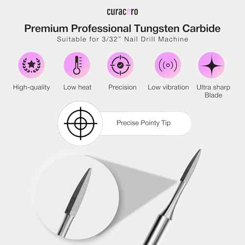 Curacoro Cuticle Nail Drill Bit 3/32'' - 1.2mm Flame Polygon Shape Bit for Professional Finish, Refine & Smooth Acrylic or Gel Nails, Nail Art Pedicure Manicure Salon & Home