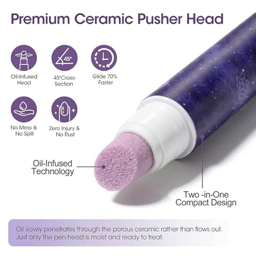 2-in-1 Ceramic Cuticle Pusher & Nourishing Oil Pen - Manicure Repair Tool