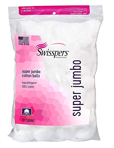 Swisspers Jumbo Plus Size Soft Cotton Balls - 70 Count (Pack of 3)