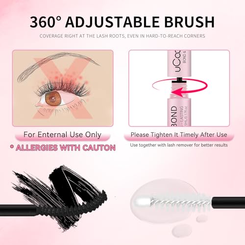 UCOOLME Waterproof Lash Bond & Seal - Long-Lasting Eyelash Adhesive 10ML