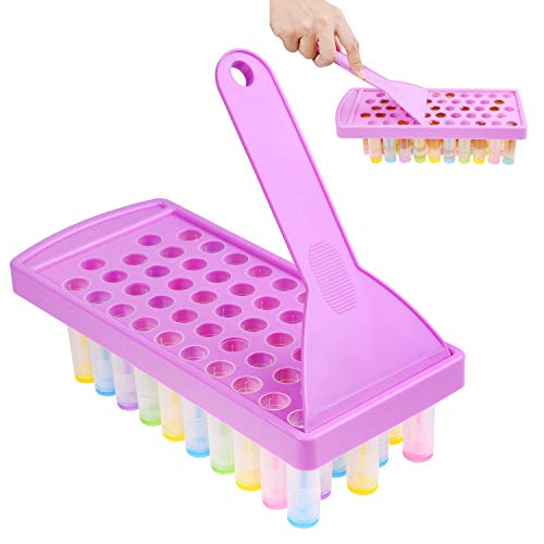 Kare & Kind Lip Balm Crafting Kit - Filling Tray and Spatula - 50 Empty Tubes with Caps (10x5 Colors) - 3/16 Oz (5.5 ml) - 50 Writeable and 50 Printed Stickers - DIY Kit