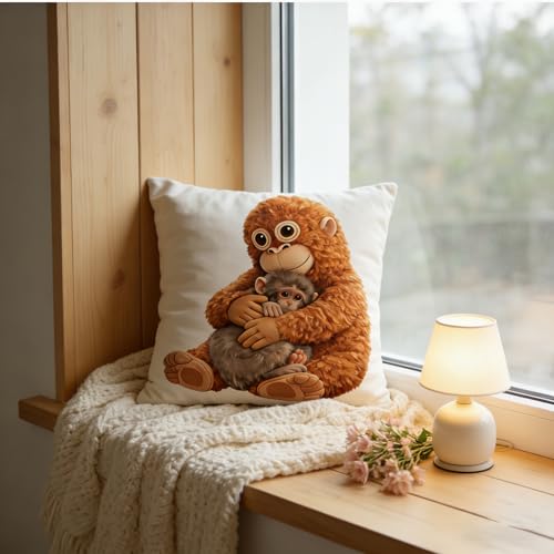 NONETH Punch Monkey Throw Pillow Cover 18x18, Funny Viral Meme Decorative Cushion for Couch & Bed