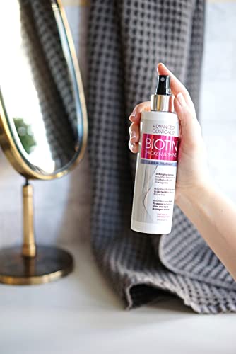 Advanced Clinicals Biotin Hair Spray Thicken & Shine Leave In Treatment, Biotin Detangling Formula Nourishes Fine, Damaged, Or Frizz Prone Hair & Supports Scalp Health For Strong Thick Hair, 8 Fl Oz