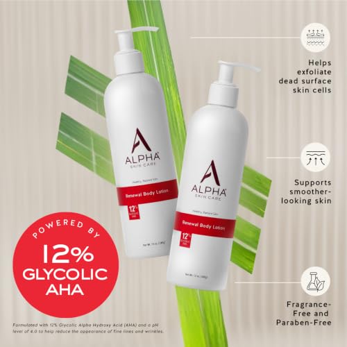 Alpha Skin Care Renewal Body Lotion, 12% Glycolic AHA, 12 Fl Oz