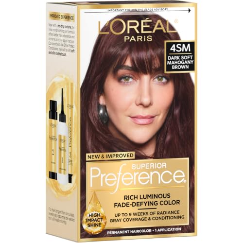 L'Oreal Paris Superior Preference Hair Dye Kit - Dark Soft Mahogany Brown 4SM, 1 Count