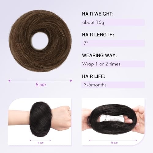 Real Human Hair Bun - 16g Messy Updo with Elastic Band