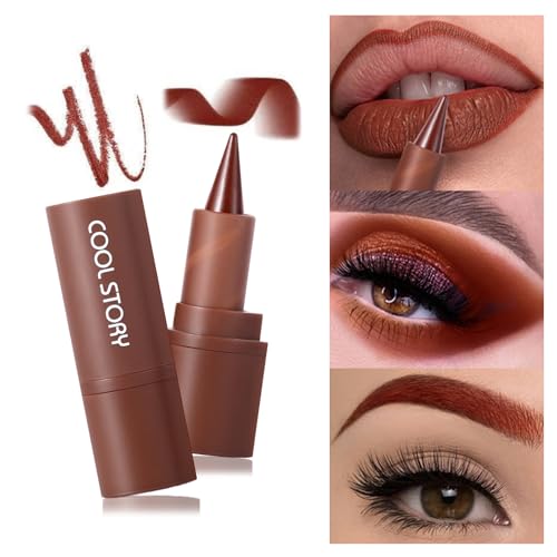 COOL STORY Matte Lip Liner and Lipstick Crayon Shape And Tapered Tip for Perfect Contour and Gradient Effect Waterproof Eyeliner Lip Pencil 3-in-1 Makeup Lip Combo 5#