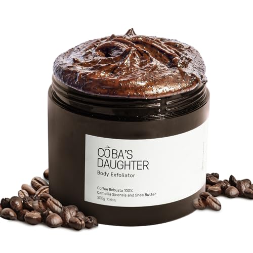COBA'S DAUGHTER Robusta Coffee Body Scrub | Exfoliating for Cellulite and Stretch Marks, KP Bump, Strawberry Legs, Underarm | Green Tea & Shea Butter | Safe for pregnancy & sensitive skin (10.6 Oz)