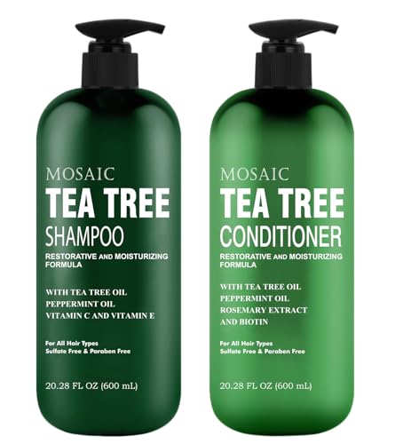 Tea Tree Shampoo and Conditioner Set for Hair Growth, For Thinning Hair and Hair Loss Treatments for Women & Men, Hair Thickening Products for Women & Men, Paraben Sulfate Free Shampoo 20.2 FL Oz Each