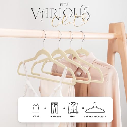 HOUSE DAY Velvet Hangers 40 Pack, Premium Clothes Hangers Non-Slip Felt Hangers, Sturdy Ivory White Hangers Heavy Duty Coat Hangers, Durable Suit Hangers for Space Saving, No Hanger Mark 360 Rotating