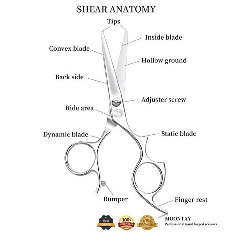 Moontay 6.0" Professional Hair Cutting Shears - Large Finger Holes, 440C Steel