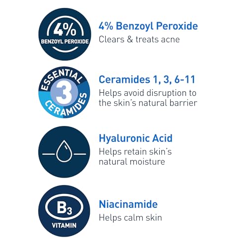 CeraVe Acne Foaming Cream Cleanser 4% Benzoyl Peroxide