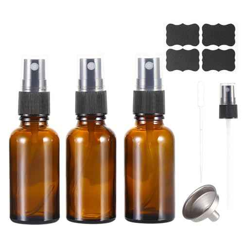 1 oz Amber Glass Spray Bottles,Small Empty Fine Mist Refillable Travel Spray Bottle for Cleaning,Perfume,Aromatherapy,Cosmetic Sprays,Hair,Essential Oils with Fine Mist Dispenser£¨3 Pack£©