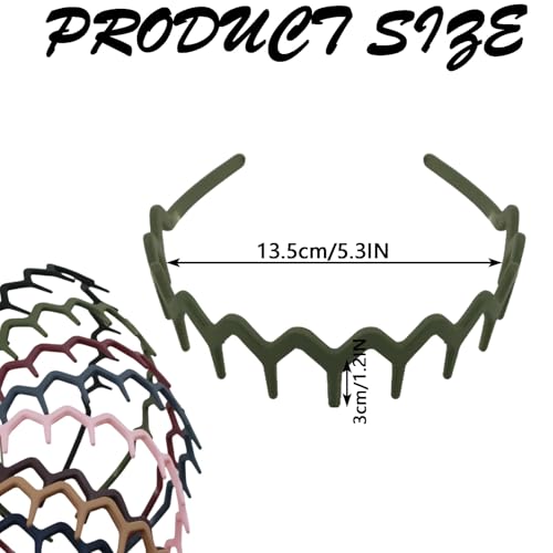 8 Pcs Zig Zag Hair Headbands with Teeth – Non-Slip