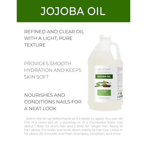 velona Jojoba Colorless Oil 64 fl oz | 100% Pure and Natural Carrier Oil | Clear, Refined, Cold Pressed | Moisturizing Face, Hair, Body and Skin Care | Use Today - Enjoy Results