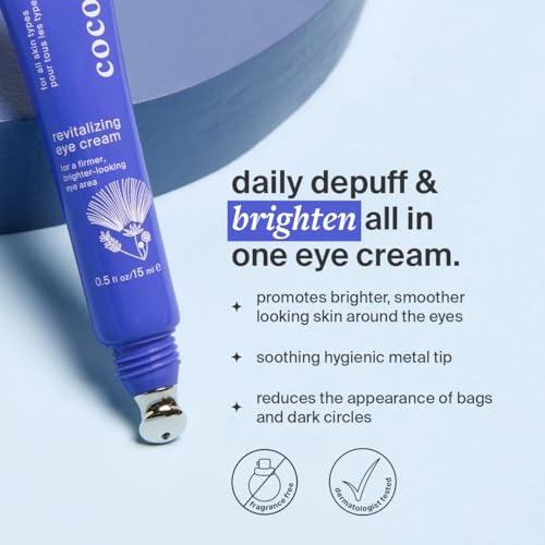 Revitalizing Eye Cream by Cocokind, Depuff & Reduce Fine Lines and Wrinkles, Cream for Firmer and Brighter Looking Eye Area, Hydrating with a Cool Metal Applicator Tip, 0.5 Fl Oz