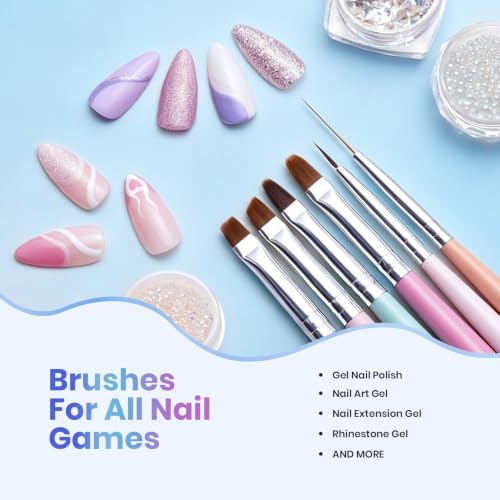 Beetles 6-Piece Nail Art Brush Set - Gel Polish Liner & Dotting Pens