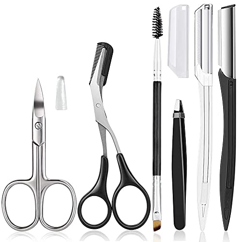 6-in-1 Eyebrow Grooming Kit with Scissors, Razor & Tweezers