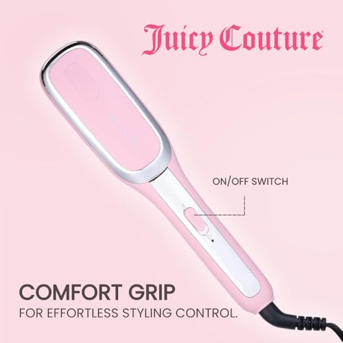 Juicy Couture - Heated Straightening Brush, Sleek & Smooth Hair in Minutes (Pink)