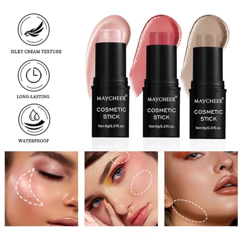 Cream Contour Stick Set - 3 Shades Blush Bronzer Highlighter