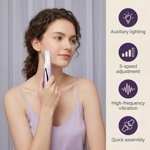 Sonic Dermaplaning Tool for Women, Rechargeable Electric Razor with 14 Blades