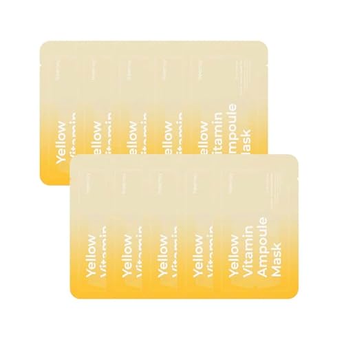 freemay Yellow Vitamin Ampoule Mask 27ml (0.91 fl oz) ¡¿ 10 Sheets ? Vitamin Complex for Hydration & Revitalizing, Vegan Facial Sheet Mask for Nourishing Glow