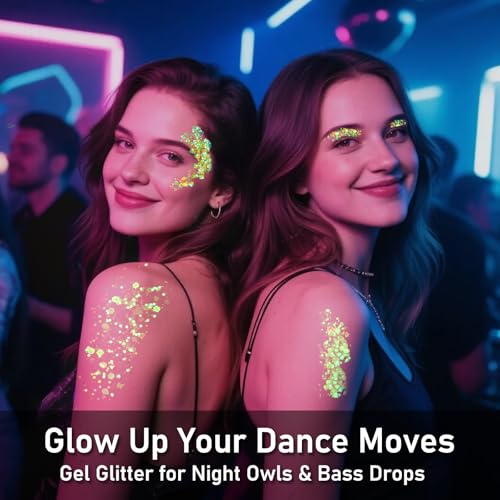 12 Colors Glow Body Glitter Gel - UV Glow in Dark