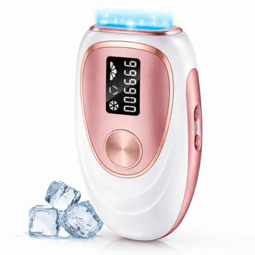 At-Home IPL Hair Removal Device with Ice Cooling - Full Body & Bikini, Rose Gold