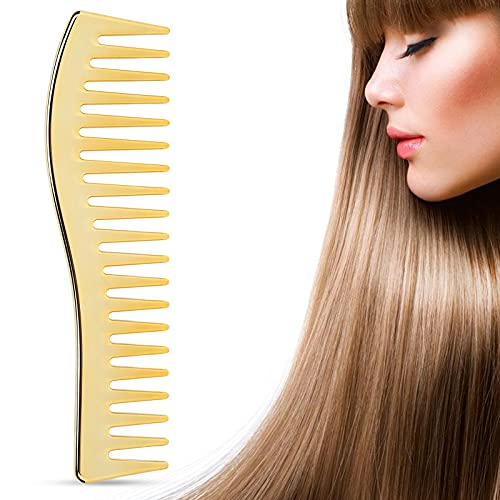 Wide Tooth Combs, No Handle Hair Detangling Comb Large Salon Shampoo Comb for Men Women (Gold)