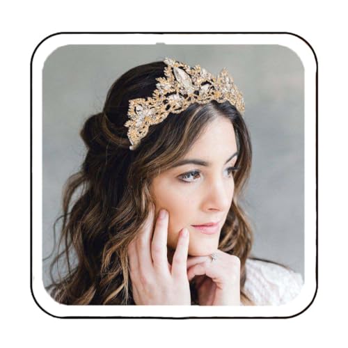 Brishow Gold Tiara Crowns Crystal Headband Brides Wedding Tiaras and Crown Rhinestone Queen Crown Party Princess Hair Accessories for Women and Girl (Rose Gold s)