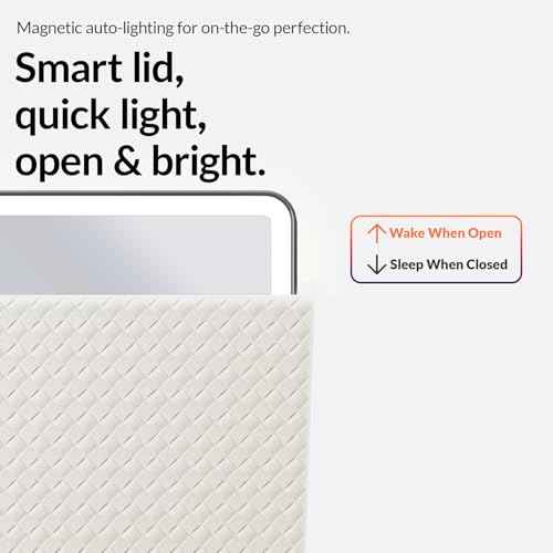 Travel Makeup Mirror with Lights, Portable Lighted Vanity Mirror with 100 LED, Rechargeable, Foldable for Tabletop, 11.9 inches, White