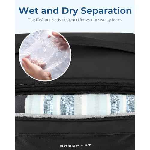 BAGSMART Toiletry Bag for Men, Wide Opening Travel Bag for Toiletries, Dopp Kit Water Resistant Shaving Hygiene Bag for Bathroom Shower, Toiletries Accessories,Travel Essentials-Black