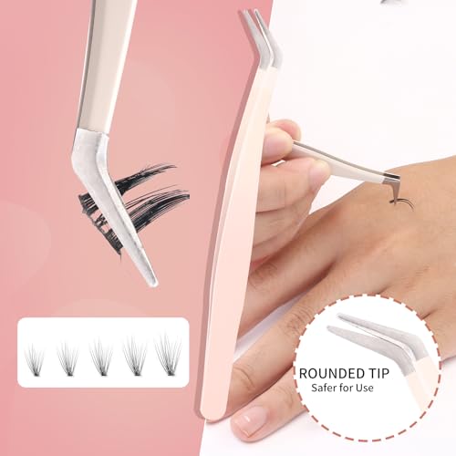 5 Pcs Eyelash Extension Tweezers Set - Straight & Curved Precision Lash Tweezers for Professionals & Beginners