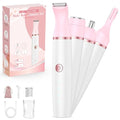 Bikini Trimmer Women & Body Shaver - 4-in-1 Painless Pubic Hair Remover for Sensitive Skin, Rechargeable & IPX7 Waterproof for Wet & Dry Use, for Face/Eyebrows/Nose/Underarms/Legs
