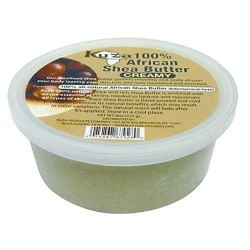 Kuza 100% African Shea Butter - Creamy, White - for Skin, Hair and Nails, 8 oz