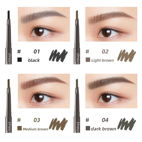 12 Pcs Eyebrow Pencils 2 in 1 Tip-and-Brush Eyebrow Pencil with Retractable and Waterproof Eyebrow Pencil for Women and Beginners (Dark Brown)