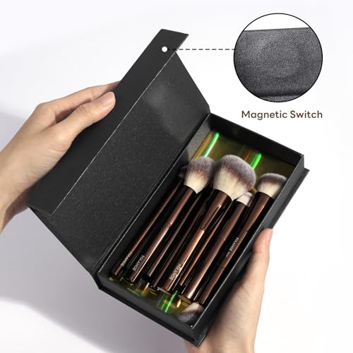 MAANGE 10-Piece Travel Makeup Brush Set with Magnetic Case