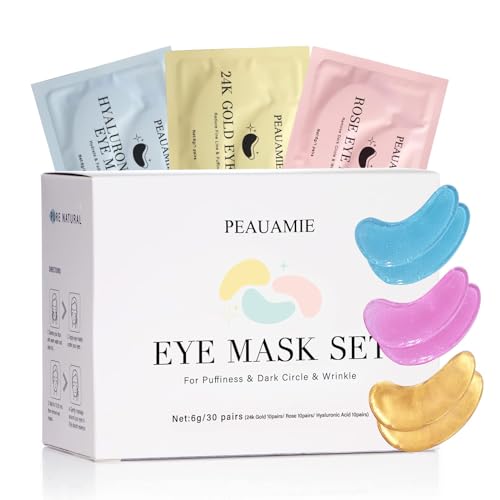 Gold Hyaluronic Acid Eye Patches for Dark Circles & Puffiness, 30 Pairs
