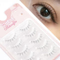 Natural Look False Eyelashes - 5 Pairs Clear Band Daily Wear