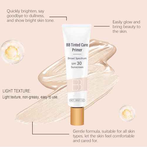 BB Blur Tinted Moisturizer Spf 30, BB Cream Tinted Moisturizer with Broad Spectrum Protection Against UVA and UVB Rays BB Tinted Care Primer Even Skin Tone Beauty Makeup for All Skin Types(2#Natural)