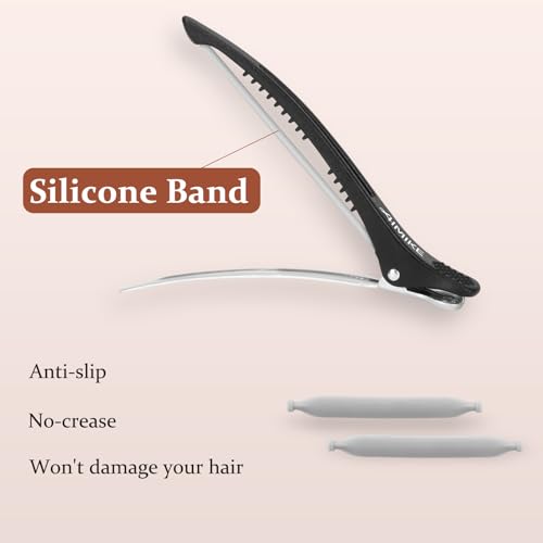 AIMIKE Professional Duck Bill Hair Clips - 6pc Silicone Non-Slip Styling Set