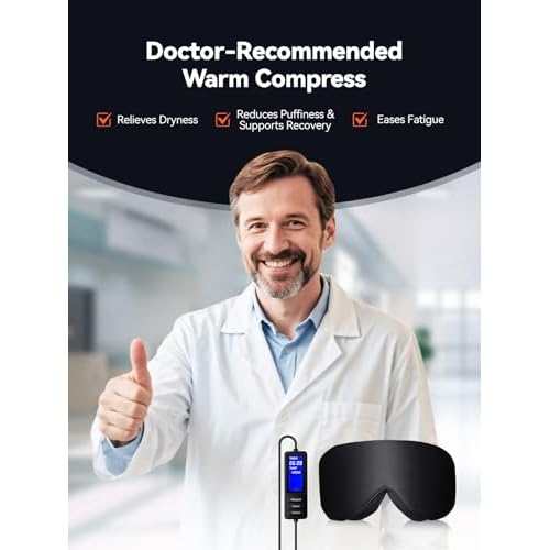 USB Heated Eye Mask for Dry Eyes & Tired Eyes, Warm Compress Therapy with Adjustable Heat & Timer ? Soft Relaxation Mask for Puffiness, Dark Circles, Sleep & Eye Strain Relief