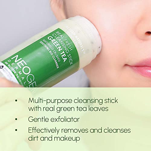 [K-Beauty] NEOGEN DERMALOGY Makeup Remover Cleansing Stick with Green Tea Extract and Leaves - Hydrating Travel Size Essential (Real Fresh Cleansing Stick Green Tea)