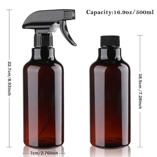 16.9oz Plastic Spray Bottles - 2 Pack with Adjustable Nozzle