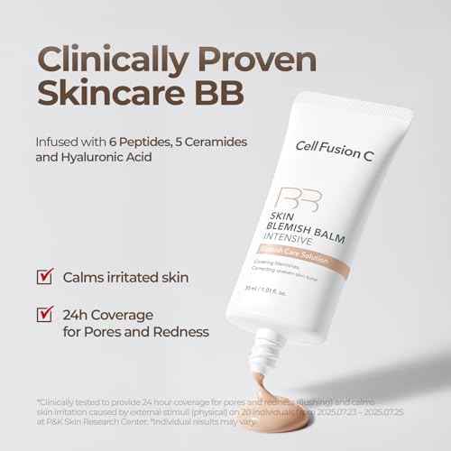 Cell Fusion C Skin Blemish Balm No.21 Natural Light - Light with Neutral Undertone, 24h Coverage with Natural Finish, Tinted Moisutrizer for Face, 1.01 fl.oz.