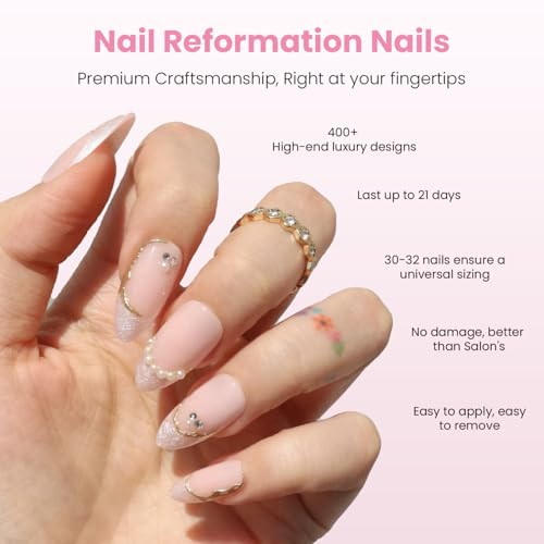 Nail Reformation Golden Shore Press-On Nails - French Tip Nude Medium Almond