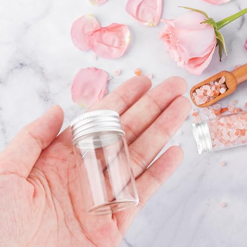 20ml Clear Glass Essential Oil Bottles - 50 Pack with Aluminum Lids