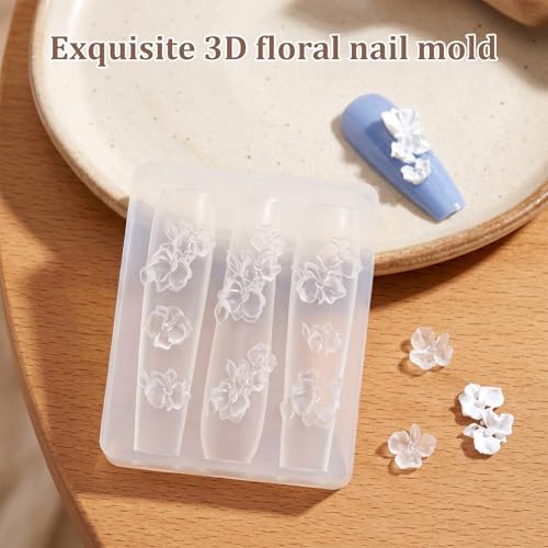 3D Flower Nail Art Silicone Molds - 3pc Reusable Set